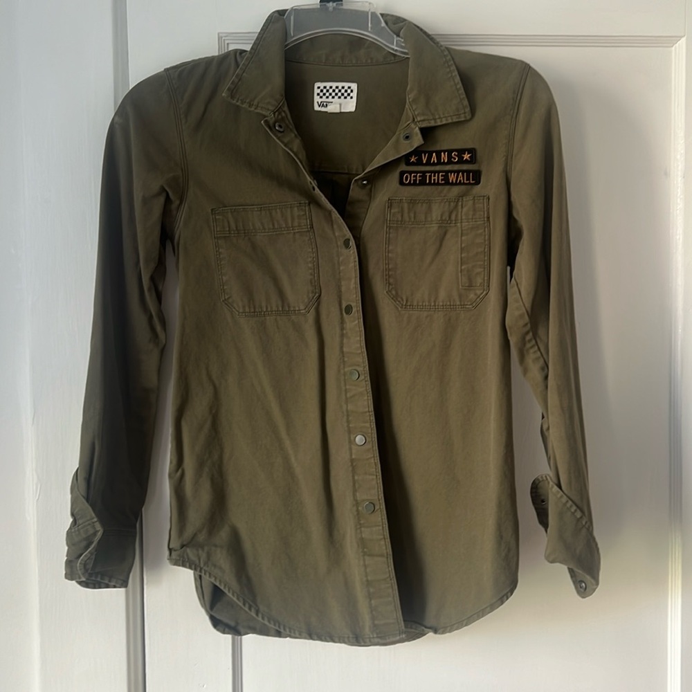 Women's Green Button down Vans shirt size Small. Used